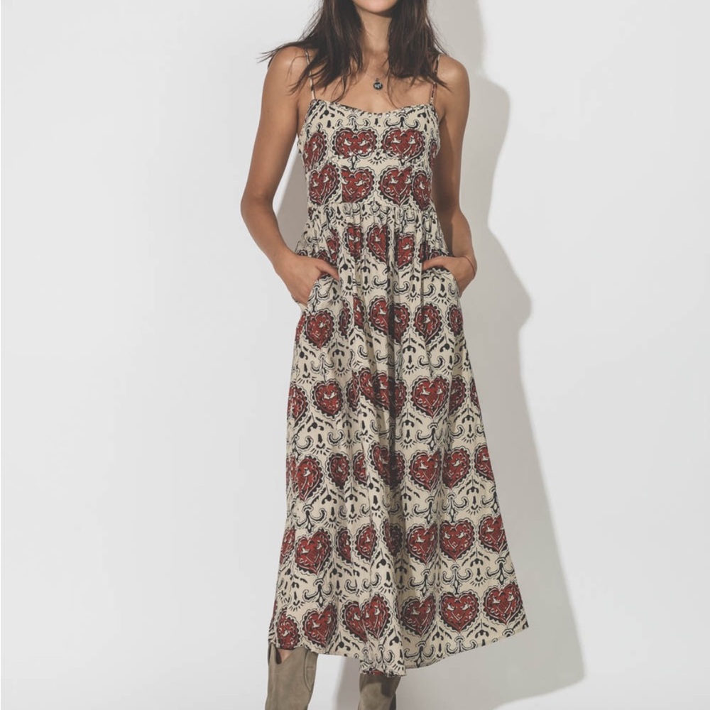 NWT Alix of Bohemia Cotton Printed Autumn Bleeding Hearts Maxi Dress L reg $795
